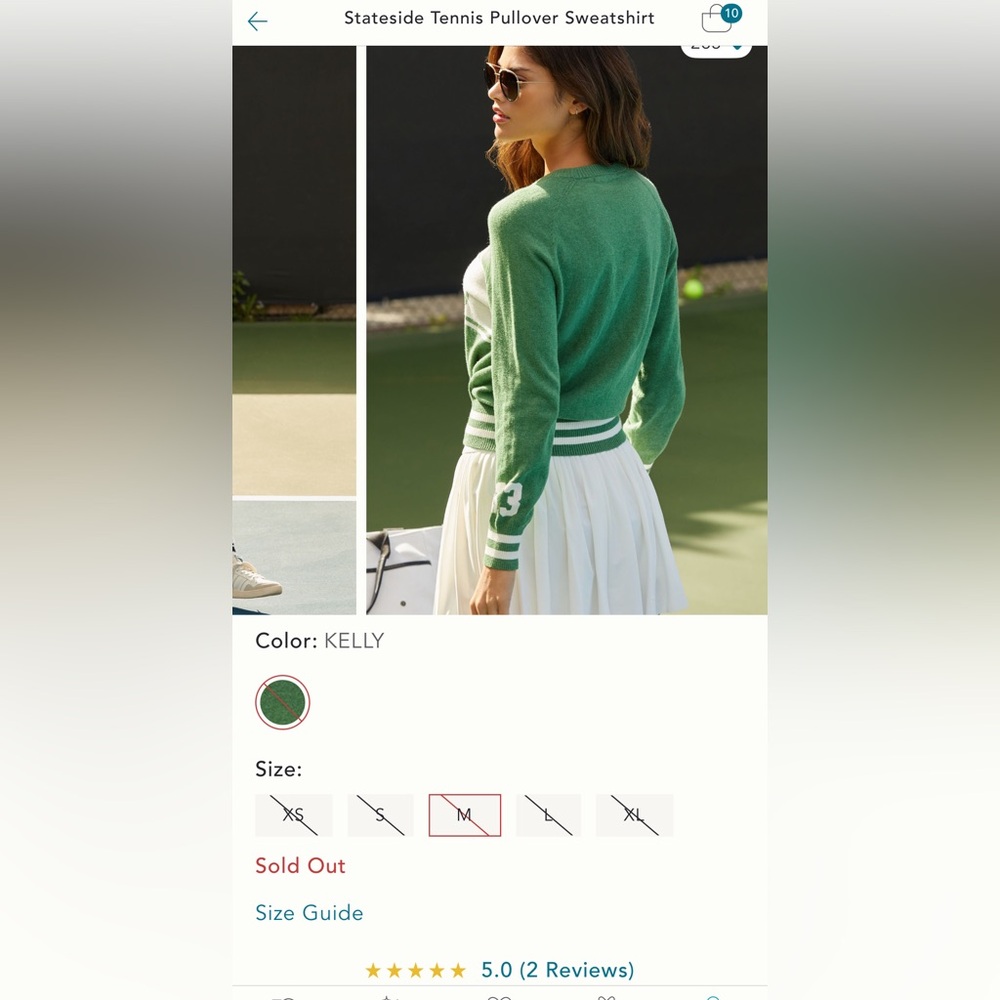 Stateside NWT Cotton/Cashmere Sz M (runs a bit small) Tennis Sweater, classic - Picture 11 of 15